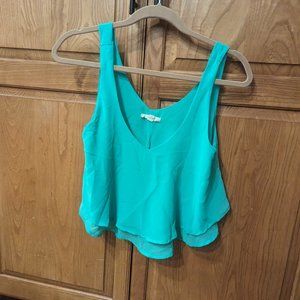 Iris of Los Angeles Small Cropped Flowy Tank in Teal